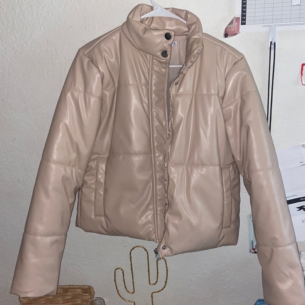 Faux Leather puffer jacket